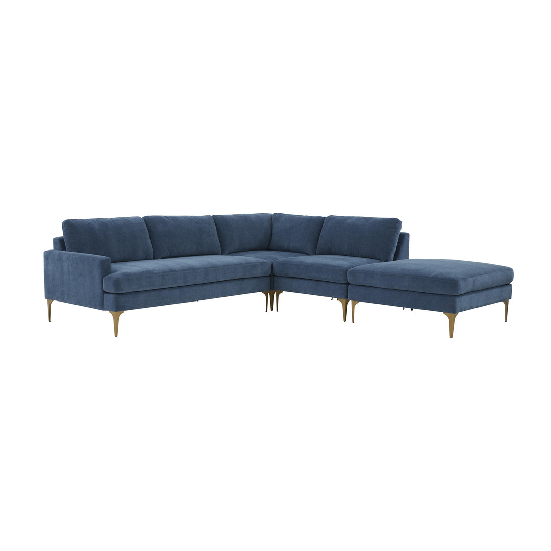 American Home Furniture | TOV Furniture - Serena Blue Velvet Large RAF Chaise Sectional