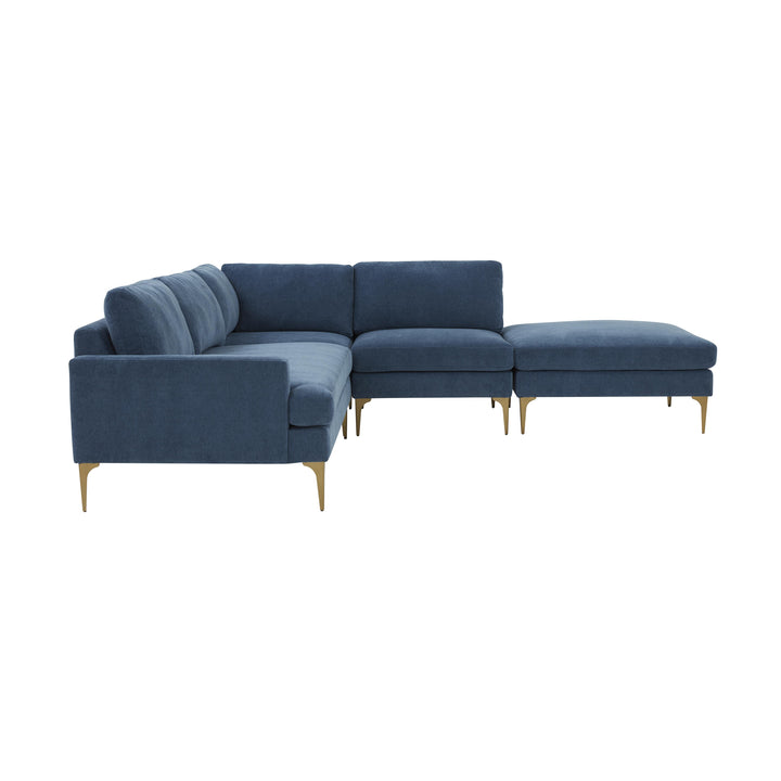 American Home Furniture | TOV Furniture - Serena Blue Velvet Large RAF Chaise Sectional