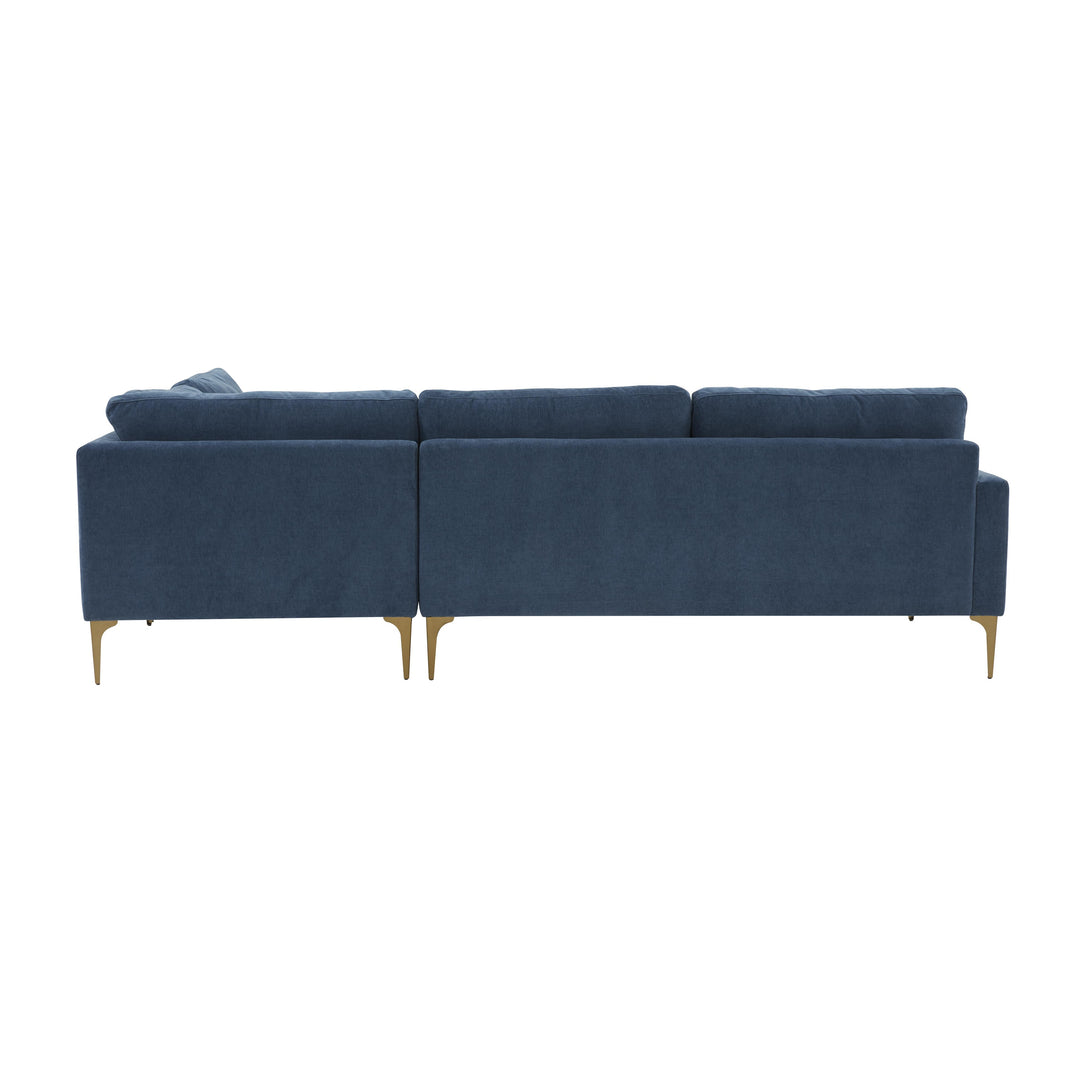 American Home Furniture | TOV Furniture - Serena Blue Velvet Large RAF Chaise Sectional