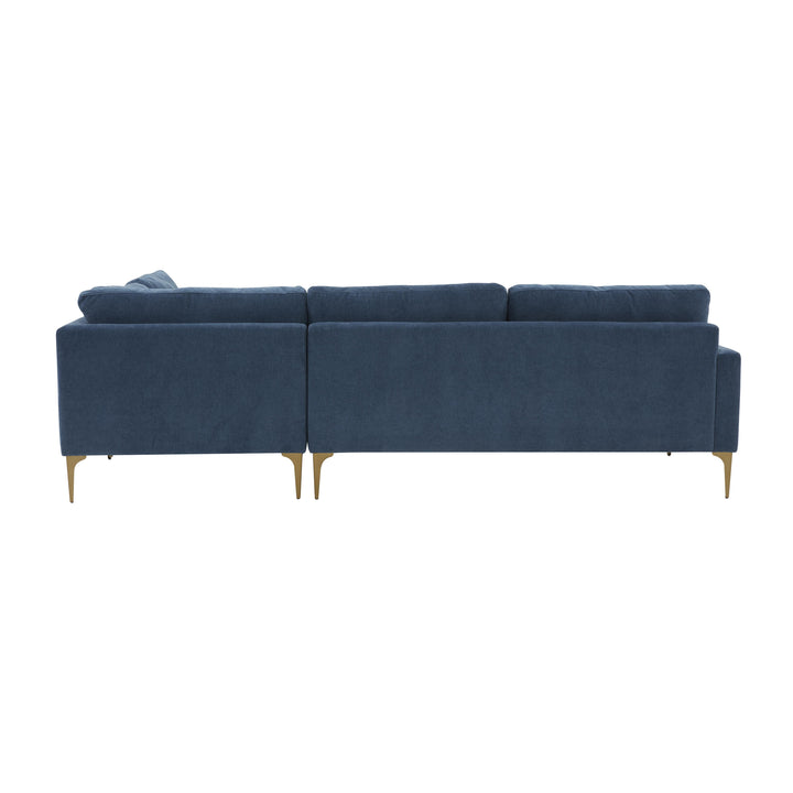 American Home Furniture | TOV Furniture - Serena Blue Velvet Large RAF Chaise Sectional