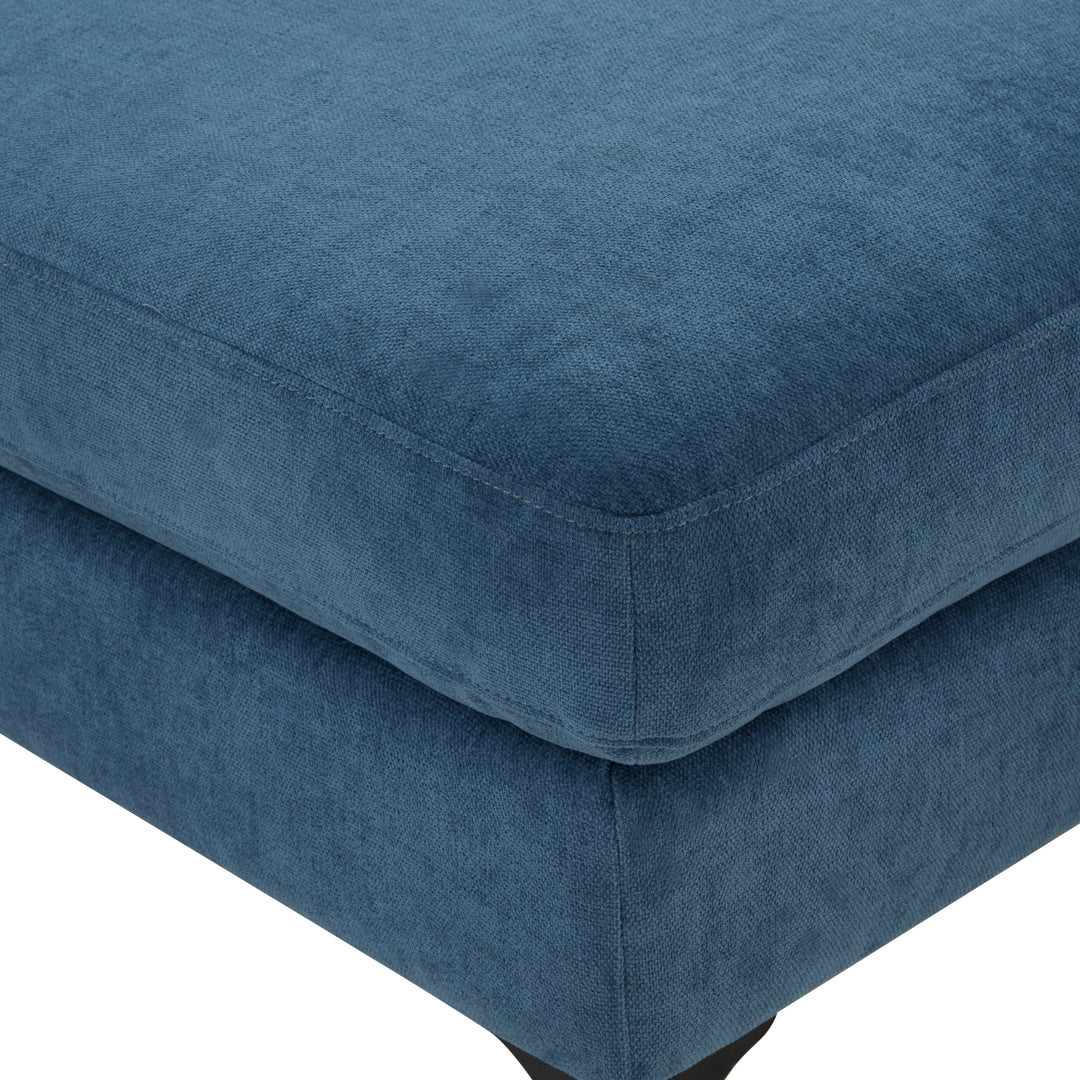 American Home Furniture | TOV Furniture - Serena Blue Velvet Ottoman with Black Legs