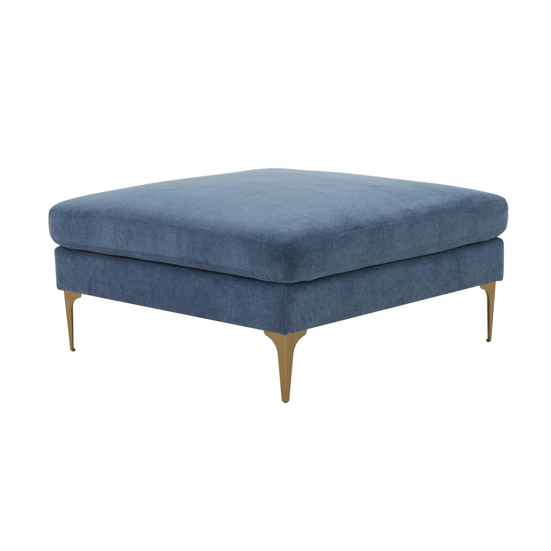 American Home Furniture | TOV Furniture - Serena Blue Velvet Ottoman