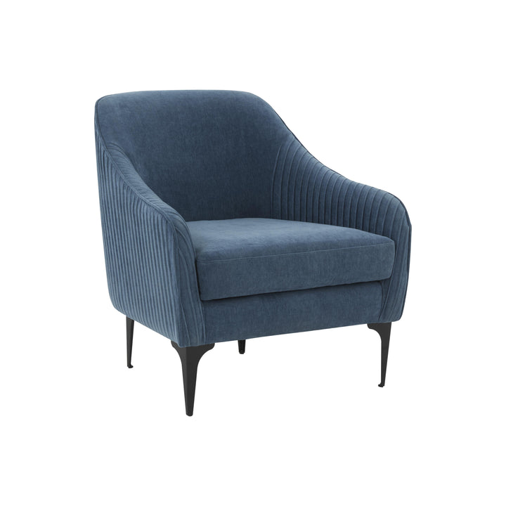 American Home Furniture | TOV Furniture - Serena Blue Velvet Accent Chair with Black Legs