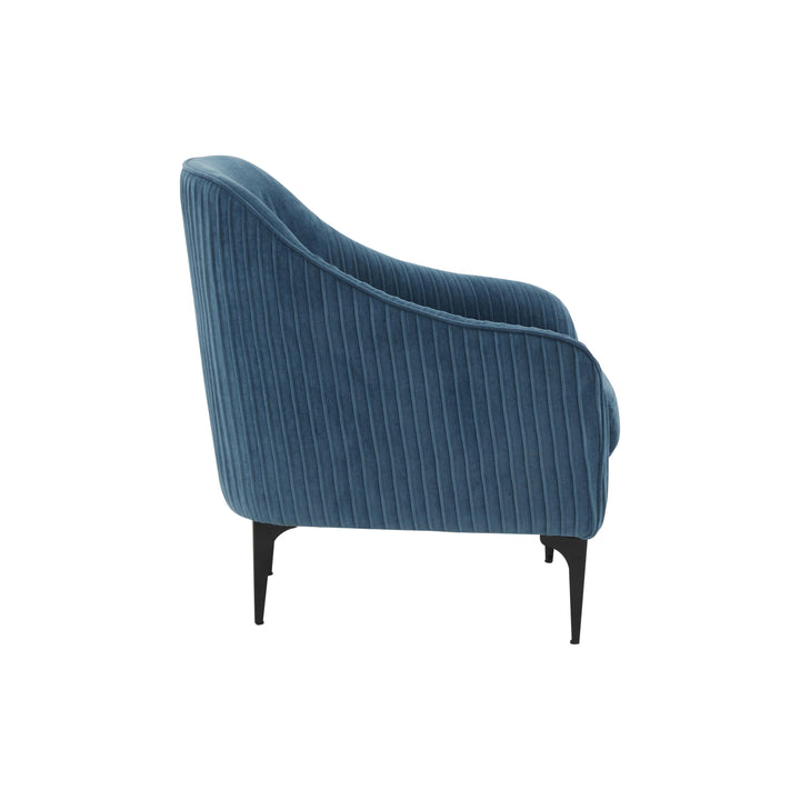 American Home Furniture | TOV Furniture - Serena Blue Velvet Accent Chair with Black Legs