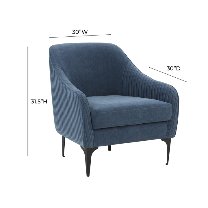 American Home Furniture | TOV Furniture - Serena Blue Velvet Accent Chair with Black Legs