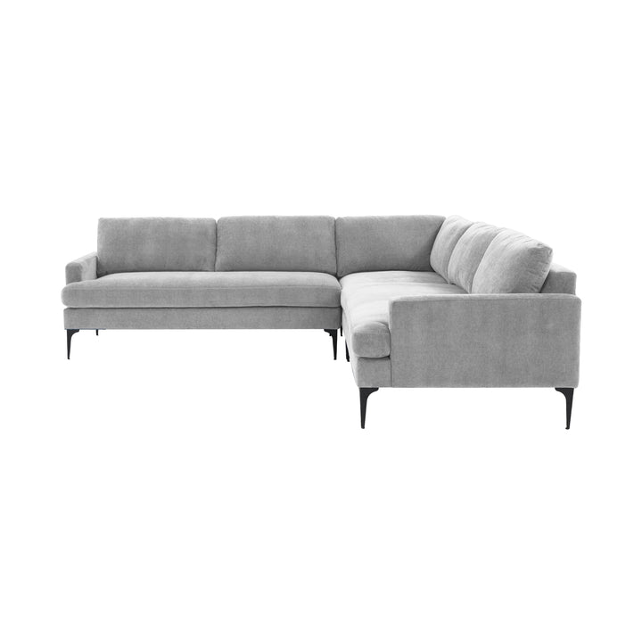 American Home Furniture | TOV Furniture - Serena Gray Velvet L-Sectional with Black Legs