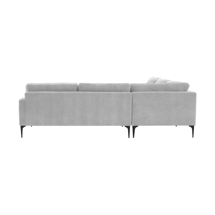 American Home Furniture | TOV Furniture - Serena Gray Velvet L-Sectional with Black Legs