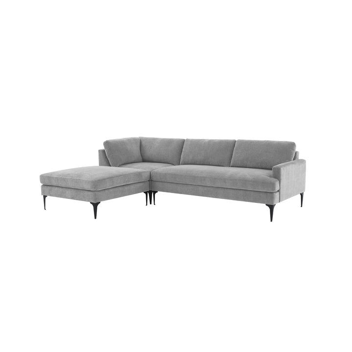 American Home Furniture | TOV Furniture - Serena Gray Velvet LAF Chaise Sectional with Black Legs