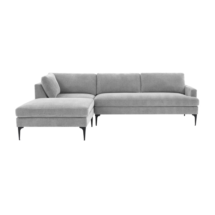 American Home Furniture | TOV Furniture - Serena Gray Velvet LAF Chaise Sectional with Black Legs