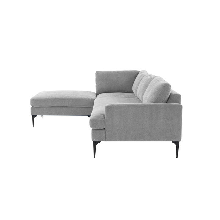 American Home Furniture | TOV Furniture - Serena Gray Velvet LAF Chaise Sectional with Black Legs