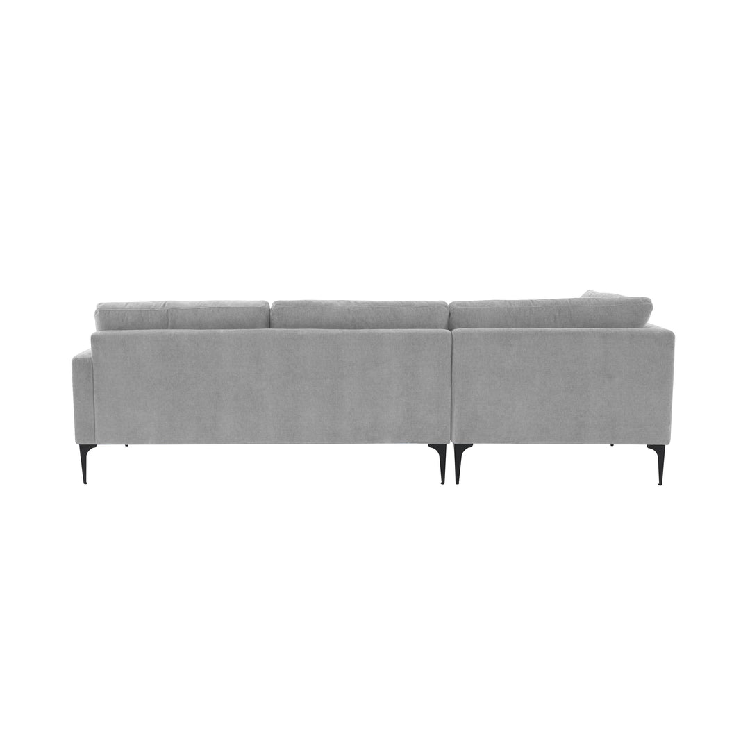 American Home Furniture | TOV Furniture - Serena Gray Velvet LAF Chaise Sectional with Black Legs