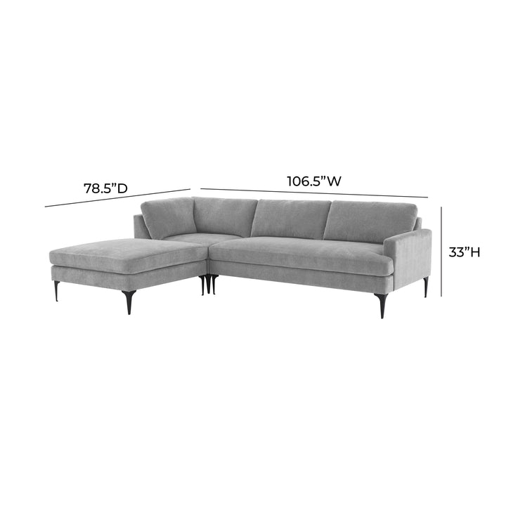 American Home Furniture | TOV Furniture - Serena Gray Velvet LAF Chaise Sectional with Black Legs