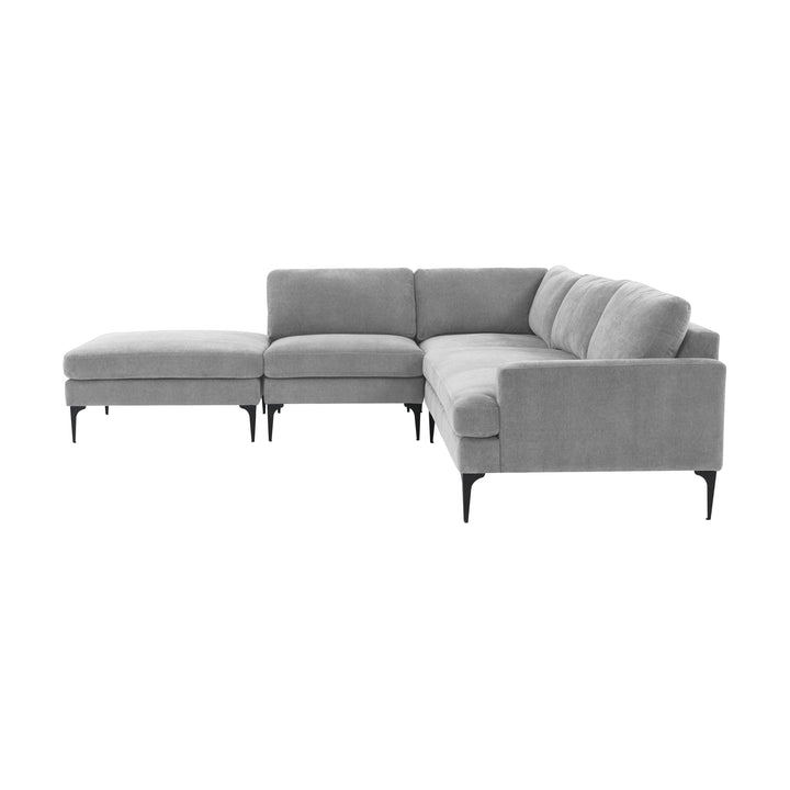 American Home Furniture | TOV Furniture - Serena Gray Velvet Large LAF Chaise Sectional with Black Legs