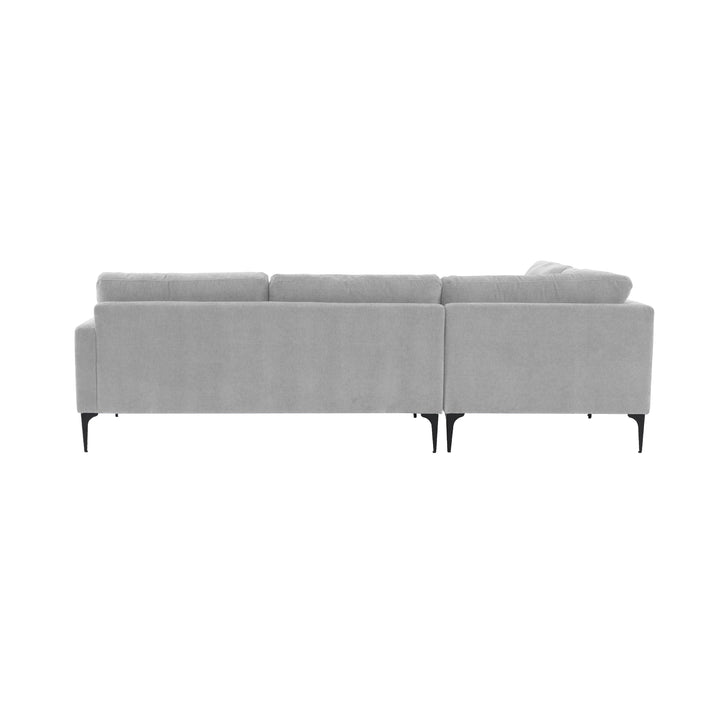 American Home Furniture | TOV Furniture - Serena Gray Velvet Large LAF Chaise Sectional with Black Legs