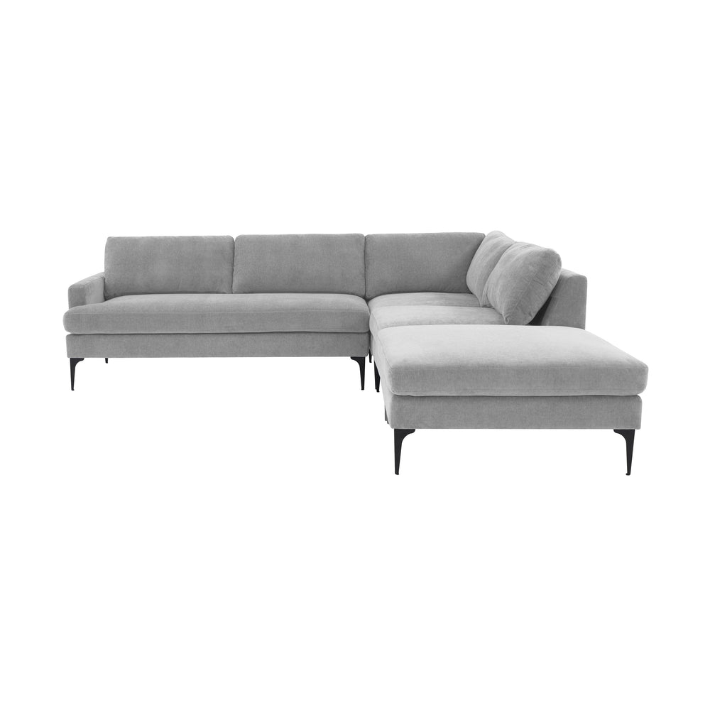 American Home Furniture | TOV Furniture - Serena Gray Velvet Large RAF Chaise Sectional with Black Legs