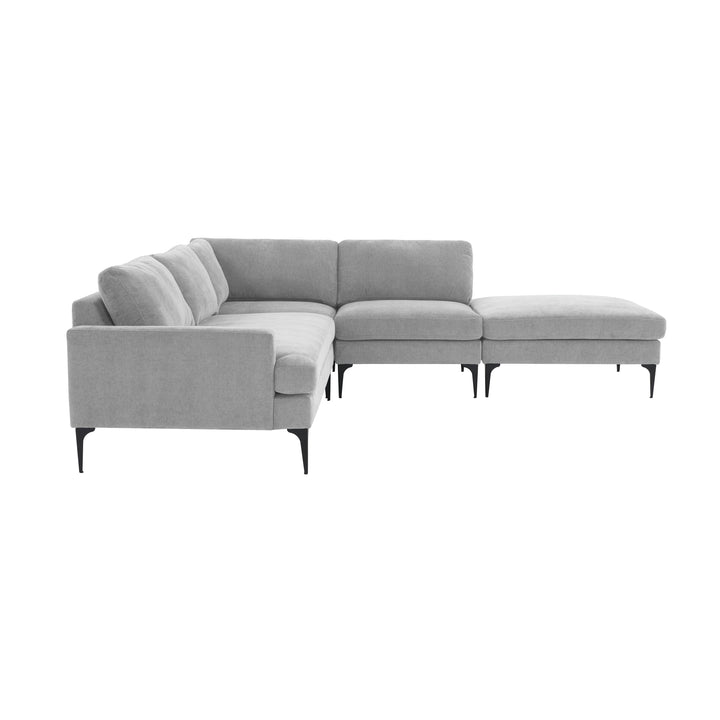 American Home Furniture | TOV Furniture - Serena Gray Velvet Large RAF Chaise Sectional with Black Legs