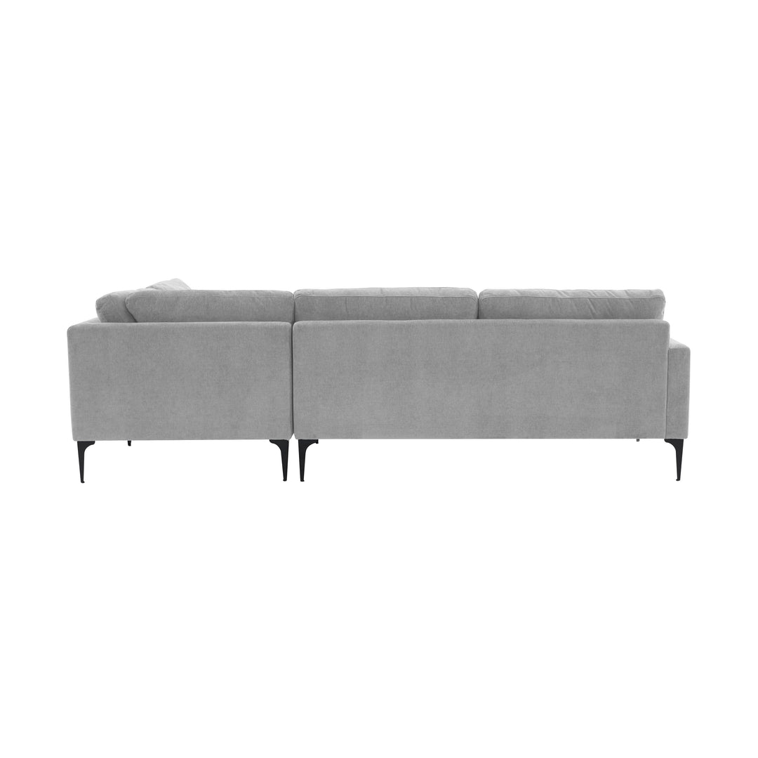 American Home Furniture | TOV Furniture - Serena Gray Velvet Large RAF Chaise Sectional with Black Legs