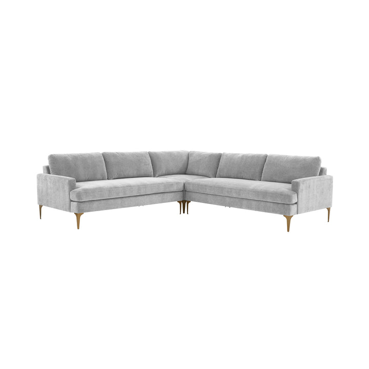 American Home Furniture | TOV Furniture - Serena Gray Velvet L-Sectional