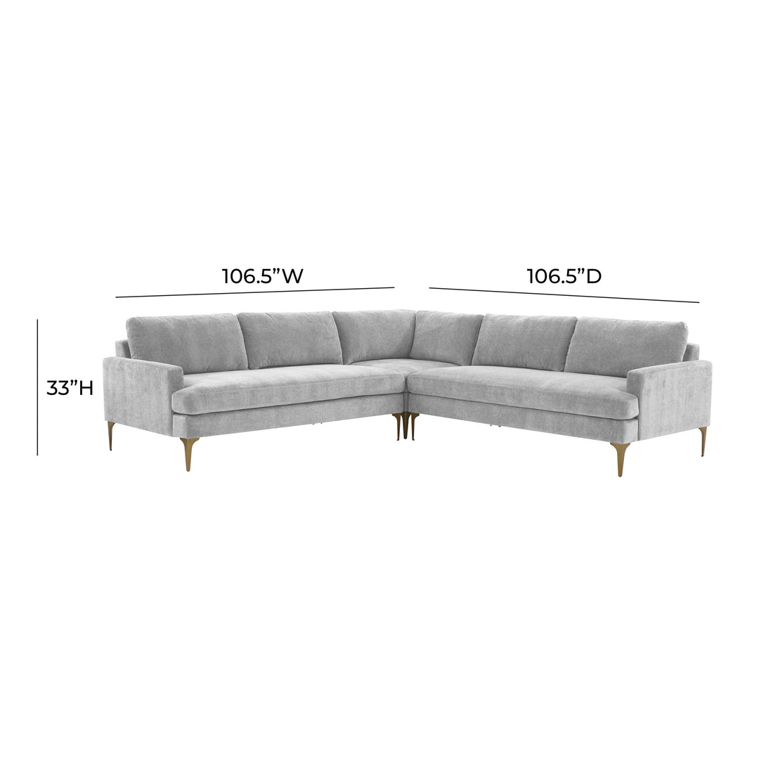 American Home Furniture | TOV Furniture - Serena Gray Velvet L-Sectional