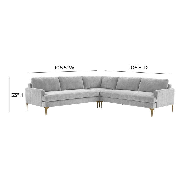 American Home Furniture | TOV Furniture - Serena Gray Velvet L-Sectional