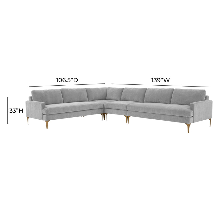 American Home Furniture | TOV Furniture - Serena Gray Velvet Large L-Sectional