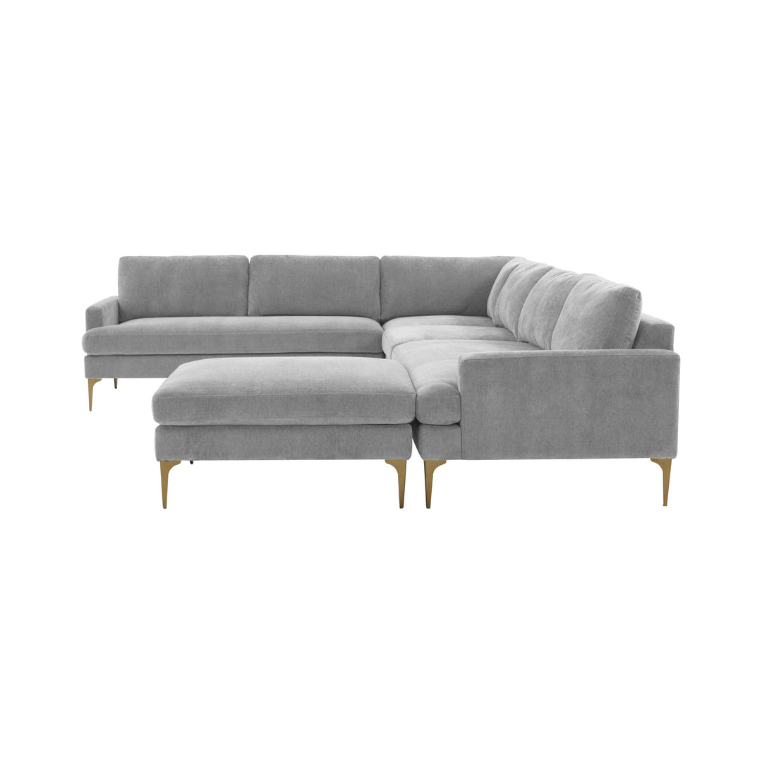 American Home Furniture | TOV Furniture - Serena Gray Velvet Large Chaise Sectional