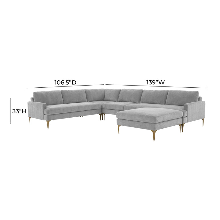 American Home Furniture | TOV Furniture - Serena Gray Velvet Large Chaise Sectional