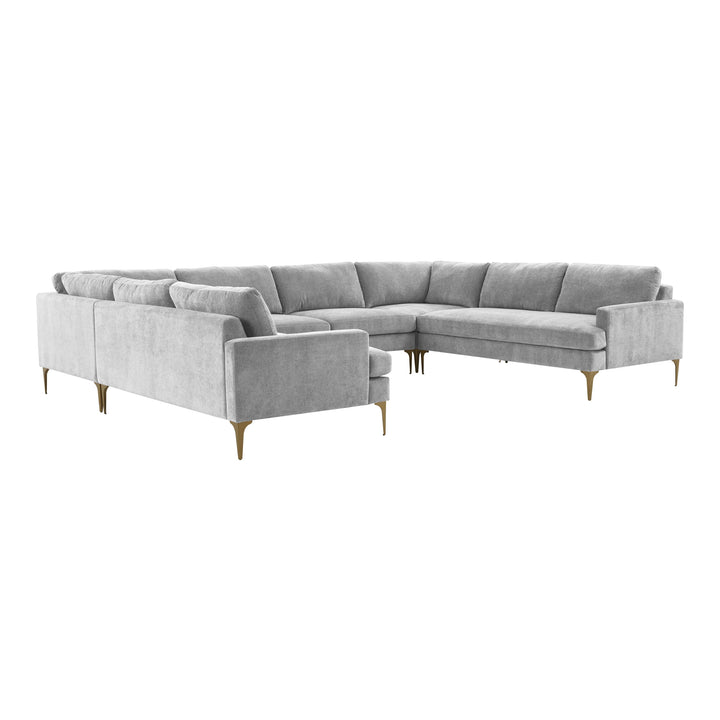 American Home Furniture | TOV Furniture - Serena Gray Velvet U-Sectional