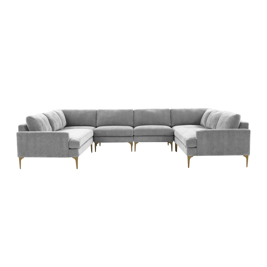 American Home Furniture | TOV Furniture - Serena Gray Velvet U-Sectional