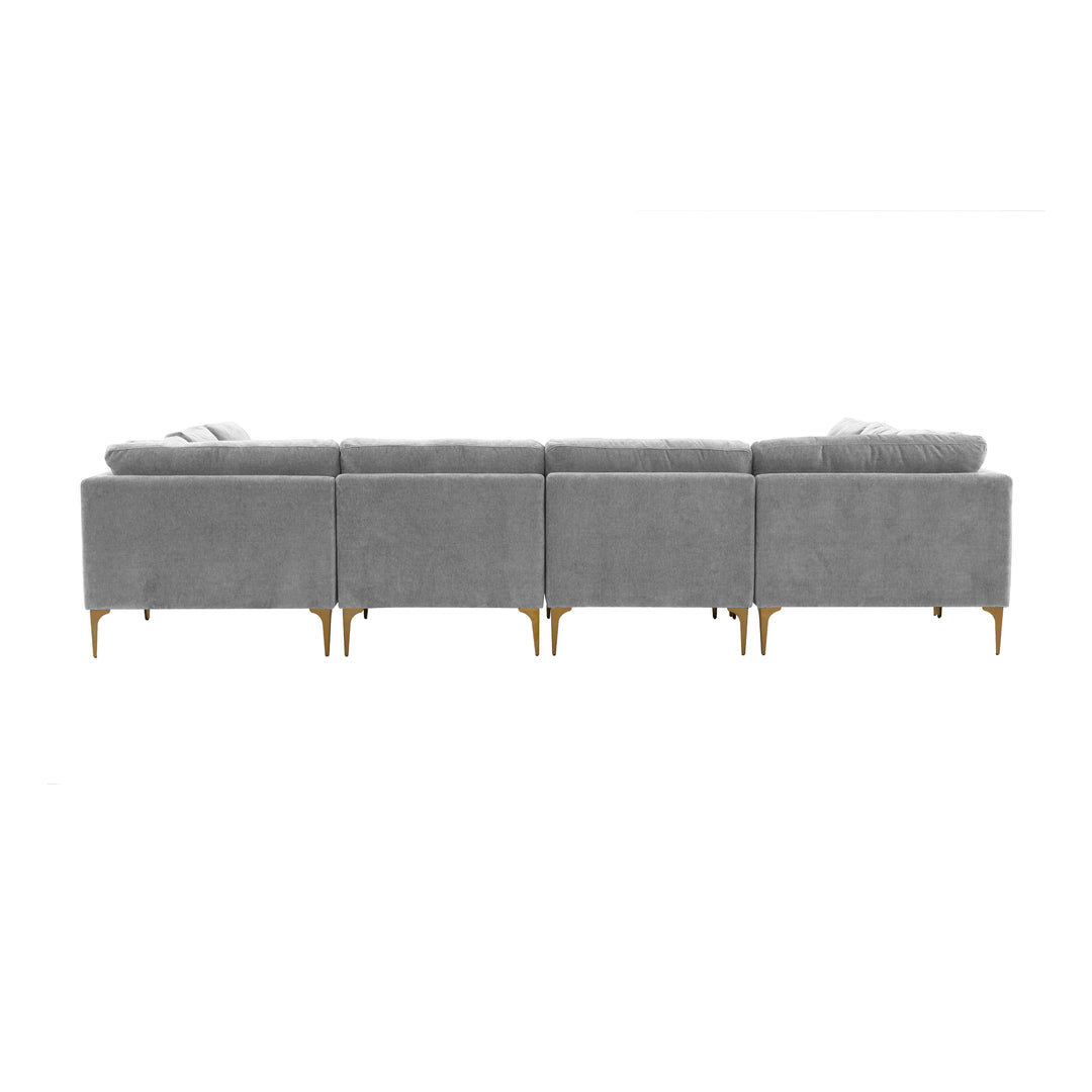 American Home Furniture | TOV Furniture - Serena Gray Velvet U-Sectional