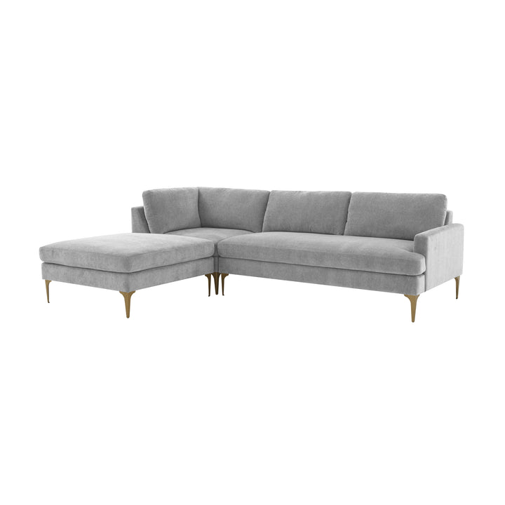 American Home Furniture | TOV Furniture - Serena Gray Velvet LAF Chaise Sectional