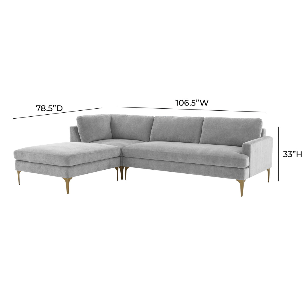 American Home Furniture | TOV Furniture - Serena Gray Velvet LAF Chaise Sectional