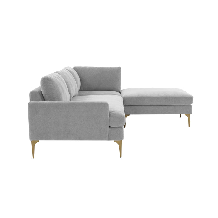 American Home Furniture | TOV Furniture - Serena Gray Velvet RAF Chaise Sectional