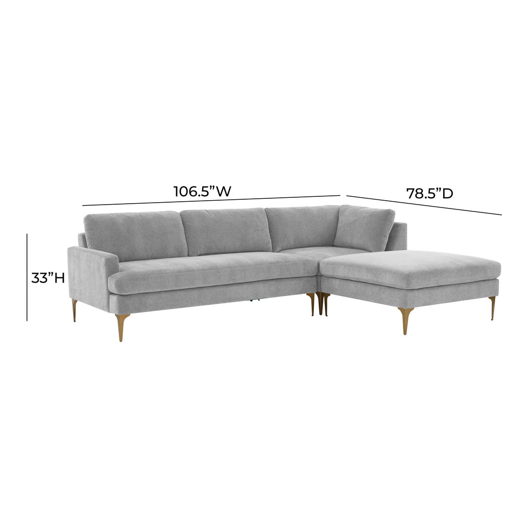 American Home Furniture | TOV Furniture - Serena Gray Velvet RAF Chaise Sectional