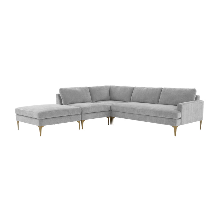 American Home Furniture | TOV Furniture - Serena Gray Velvet Large LAF Chaise Sectional