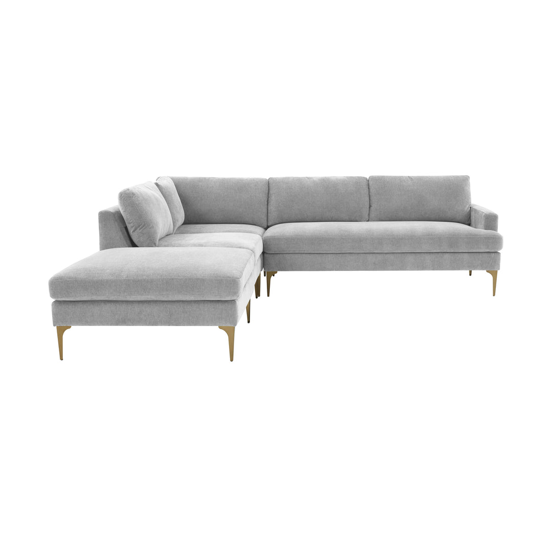 American Home Furniture | TOV Furniture - Serena Gray Velvet Large LAF Chaise Sectional