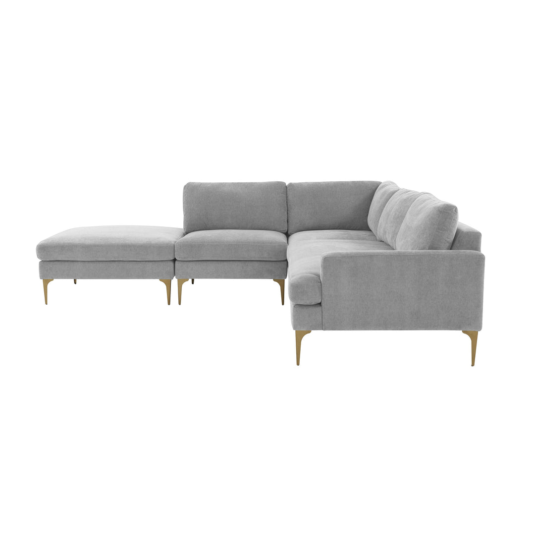 American Home Furniture | TOV Furniture - Serena Gray Velvet Large LAF Chaise Sectional