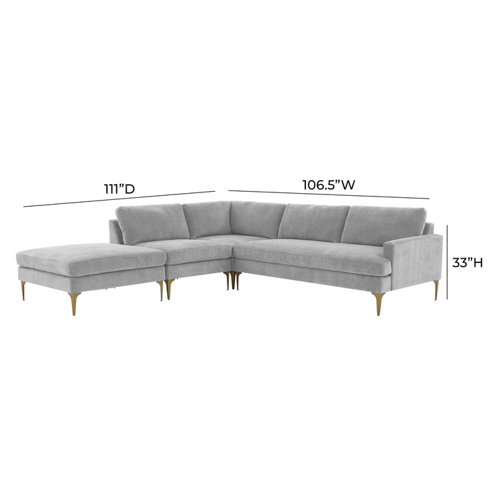 American Home Furniture | TOV Furniture - Serena Gray Velvet Large LAF Chaise Sectional