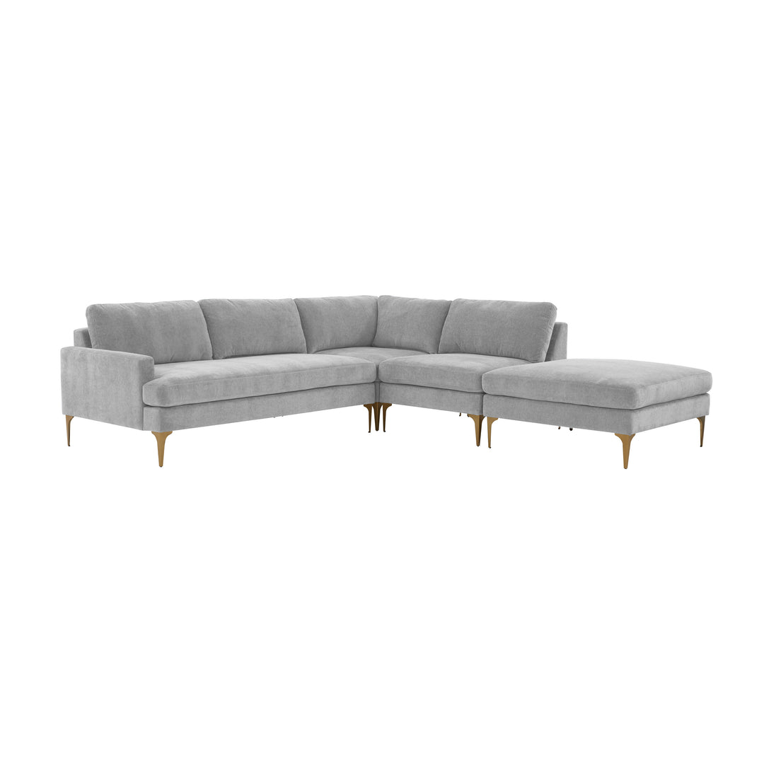 American Home Furniture | TOV Furniture - Serena Gray Velvet Large RAF Chaise Sectional