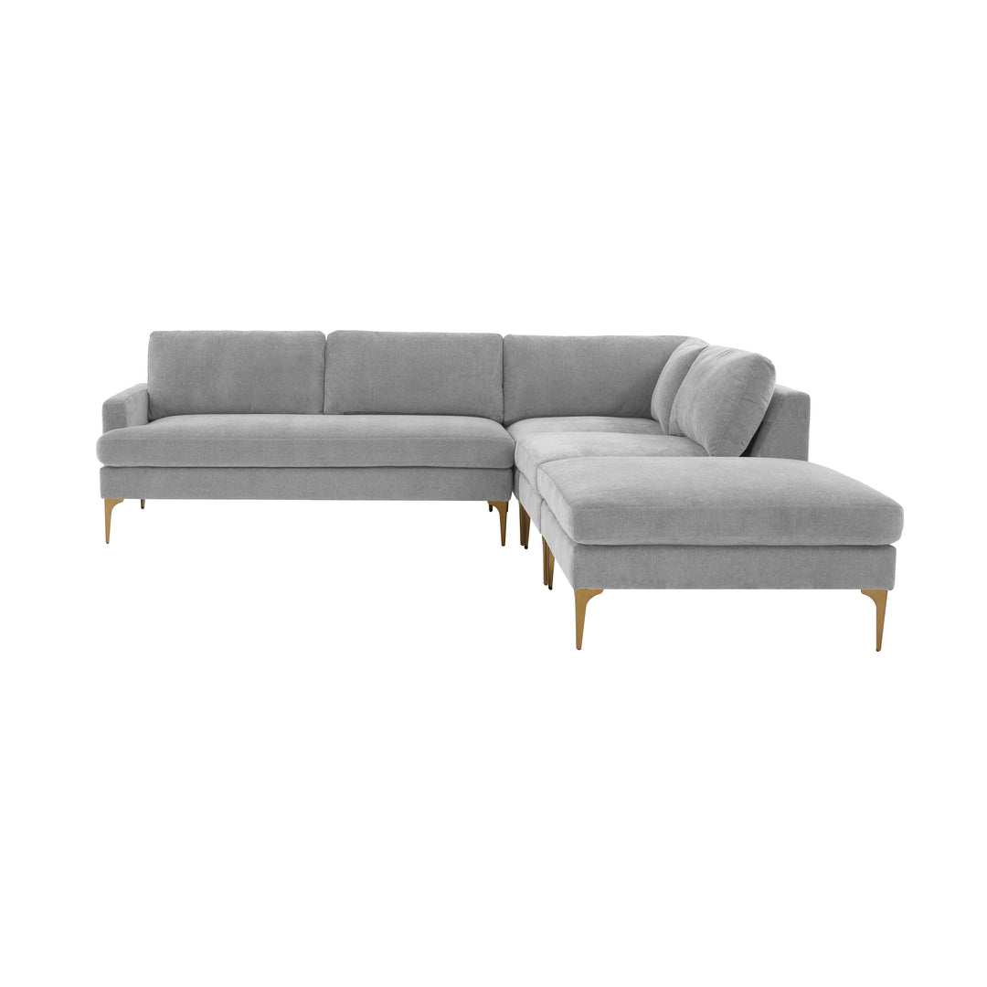 American Home Furniture | TOV Furniture - Serena Gray Velvet Large RAF Chaise Sectional