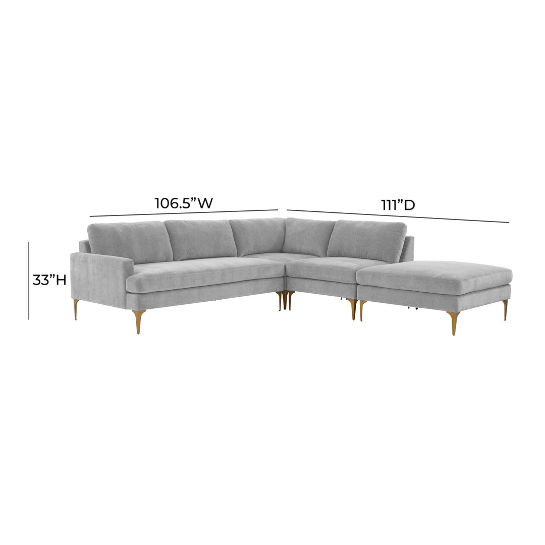 American Home Furniture | TOV Furniture - Serena Gray Velvet Large RAF Chaise Sectional