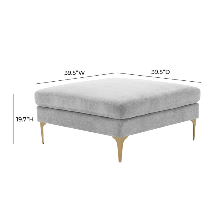 American Home Furniture | TOV Furniture - Serena Gray Velvet Ottoman