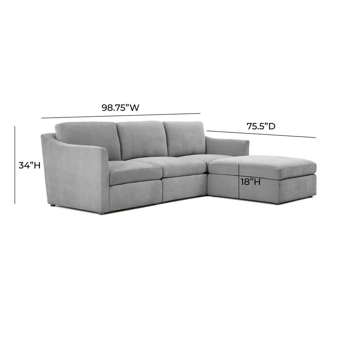 American Home Furniture | TOV Furniture - Aiden Gray Modular Small Chaise Sectional