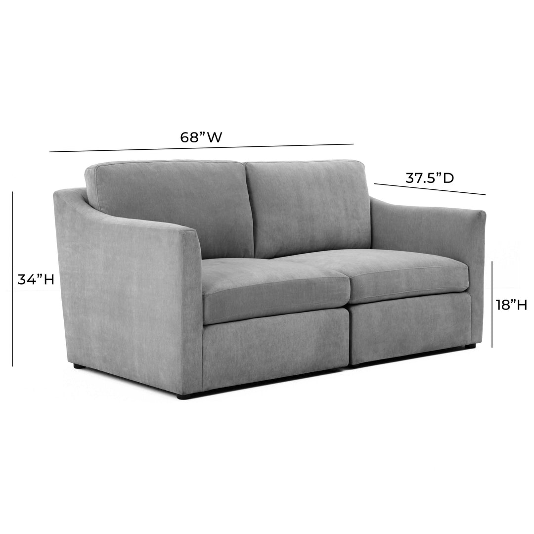 American Home Furniture | TOV Furniture - Aiden Gray Modular Loveseat