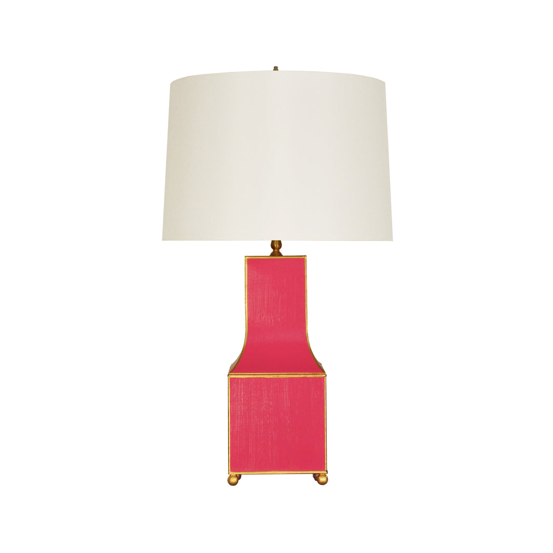 Handpainted Pagoda Table Lamp In Pink With Gold Trim - RENATA PI