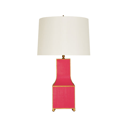 Handpainted Pagoda Table Lamp In Pink With Gold Trim - RENATA PI