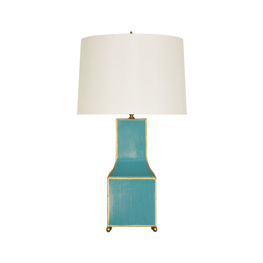 Handpainted Pagoda Table Lamp In Turquoise With Gold Trim - RENATA TURQ