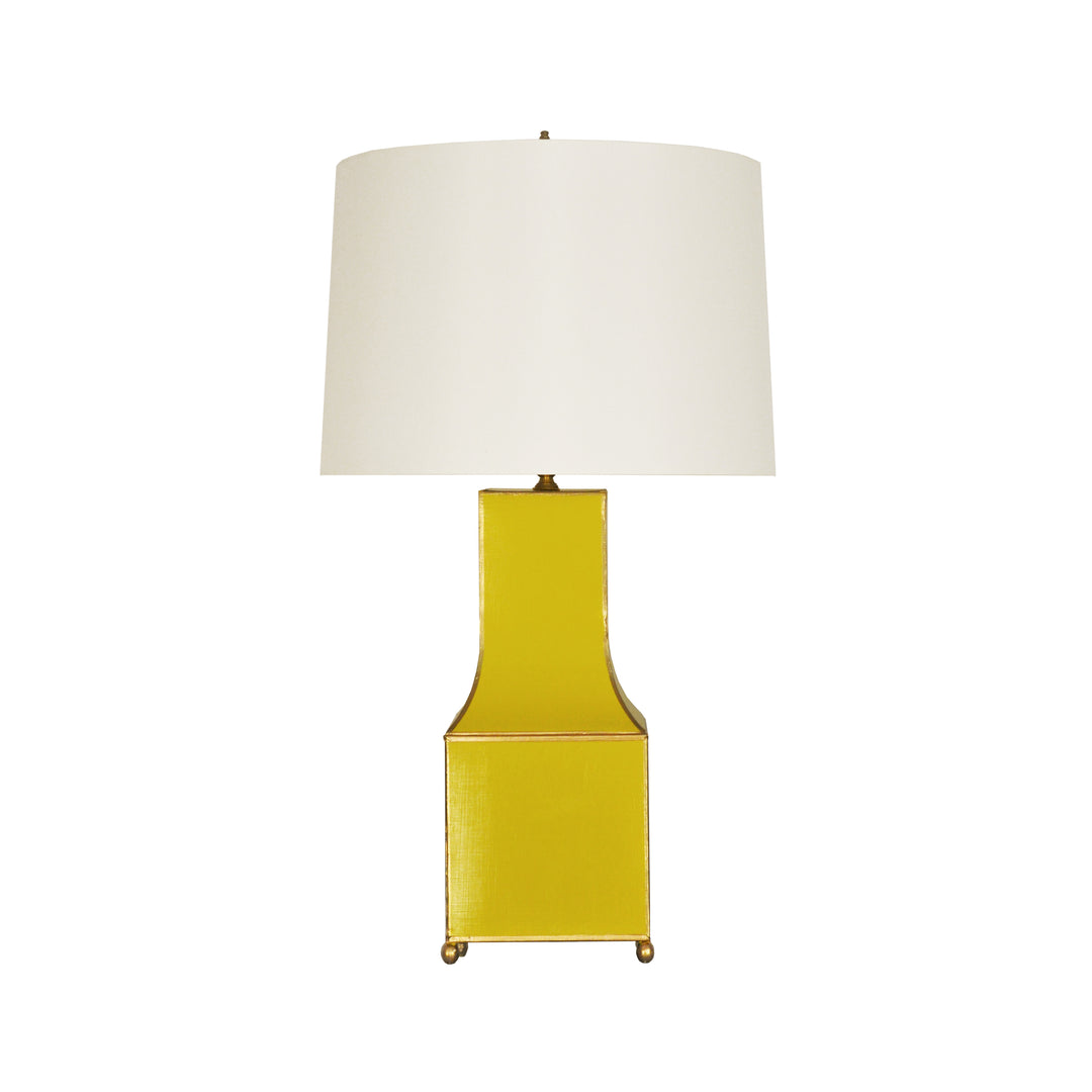 Handpainted Pagoda Table Lamp In Yellow With Gold Trim - RENATA YL