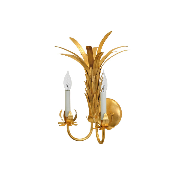 Palm Two Arm Tole Wall Sconce In Gold Leaf. - RESEDA G