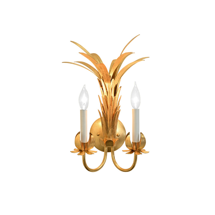 Palm Two Arm Tole Wall Sconce In Gold Leaf. - RESEDA G
